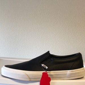 Vans Black Learher Classic Slip-On